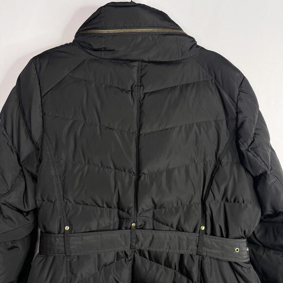 Cole Haan Womens XLarge XL Black Faux Fur Trim Down Puffer Jacket Quilted Belt - Picture 8 of 11